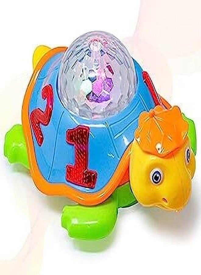 HDA GROUP Musical Sound Toy Musical Bump and Go Tortoise Toy with 3D Flashing Light & Sound for Kids 3+ Years | Fun & Educational Musical Learning Toy with Lights & Sounds (Multicolor) - Image 1